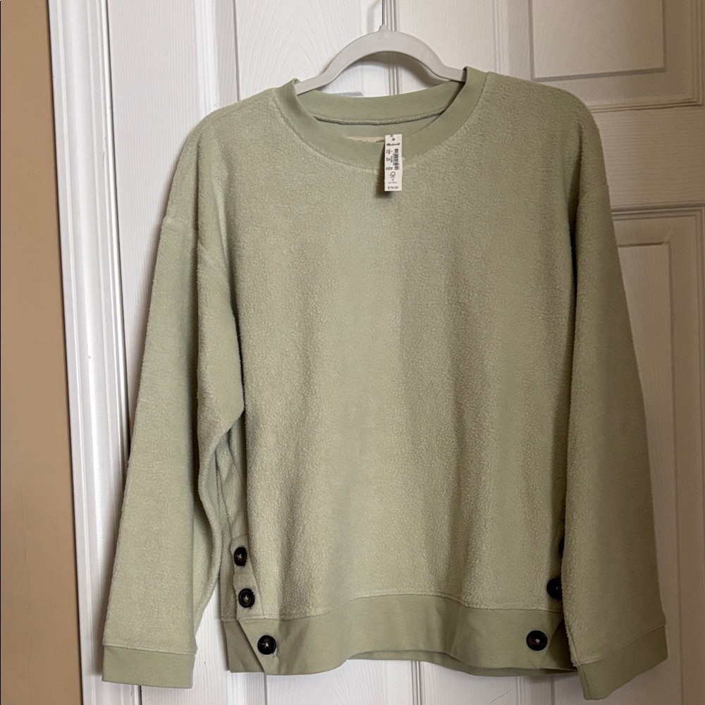 Madewell Light Green Fleece Sweater Super Soft. NWT.